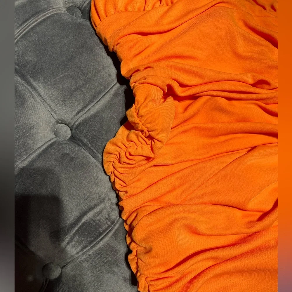 ORANGE ZARA RUCHED DRESS - Picture 3 of 7